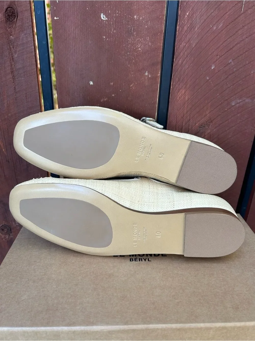 Le Monde Beryl Raffia Mary Jane Buckle flat size 40EU NIB